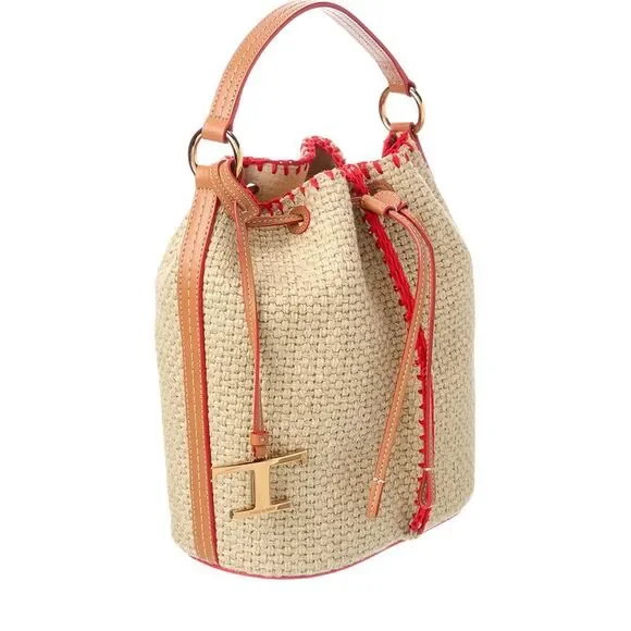 Tod’S Small Woven & Leather Bucket Bag, Brown - Picture 3 of 4